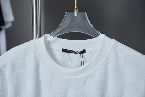 ルイヴィトン チェック柄の文字ジャカード刺繍半袖Tシャツ