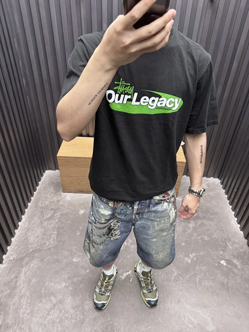 STUSSY x OUR LEGACY コラボコレクション SS25 WORK SHOP SWIRLプリント半袖シャツ
