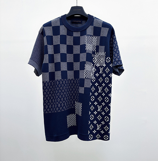 ルイヴィトン ファッションクラシックチェック柄ニット半袖Tシャツ