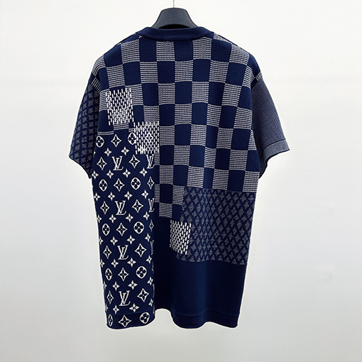 ルイヴィトン ファッションクラシックチェック柄ニット半袖Tシャツ