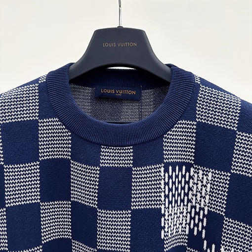 ルイヴィトン ファッションクラシックチェック柄ニット半袖Tシャツ