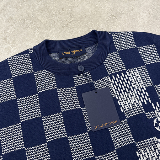 ルイヴィトン ファッションクラシックチェック柄ニット半袖Tシャツ