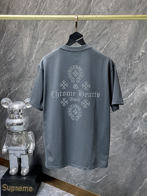 クロムハーツスーパーコピーホットドリル馬蹄形サンスクリット文字クロス半袖シャツ