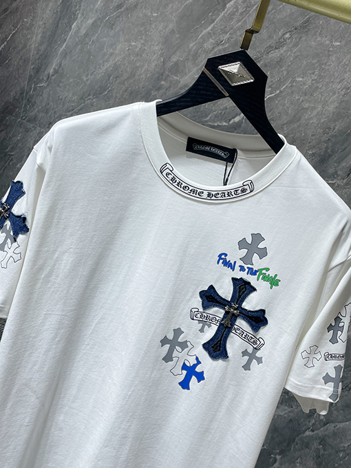 クロムハーツコピーレザーオーバーラップメタル半袖Tシャツ