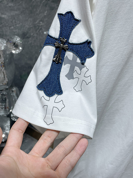 クロムハーツコピーレザーオーバーラップメタル半袖Tシャツ