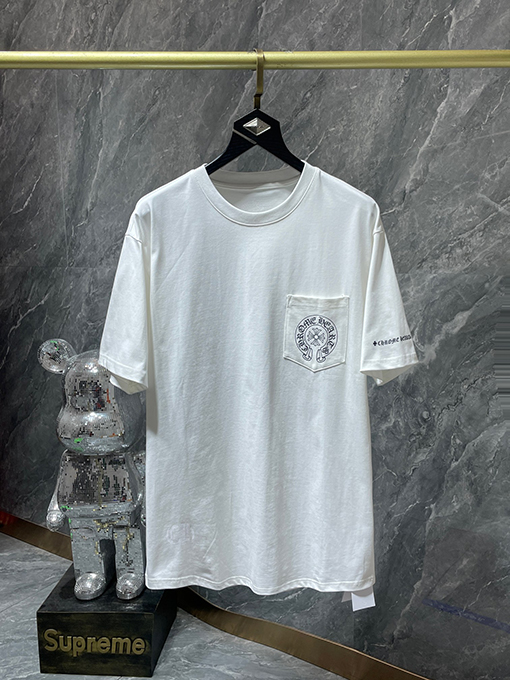 クロムハーツコピー ファッション馬蹄十字花サンスクリット半袖Tシャツ