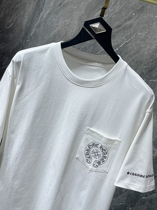クロムハーツコピー ファッション馬蹄十字花サンスクリット半袖Tシャツ
