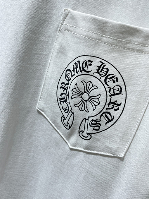 クロムハーツコピー ファッション馬蹄十字花サンスクリット半袖Tシャツ