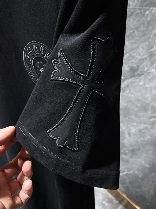 クロムハーツスーパーコピー 刺繍ピンレザークロス半袖Tシャツ