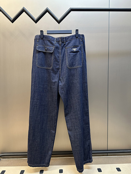 プラダ ファッション無地ジッパーストレートジーンズ