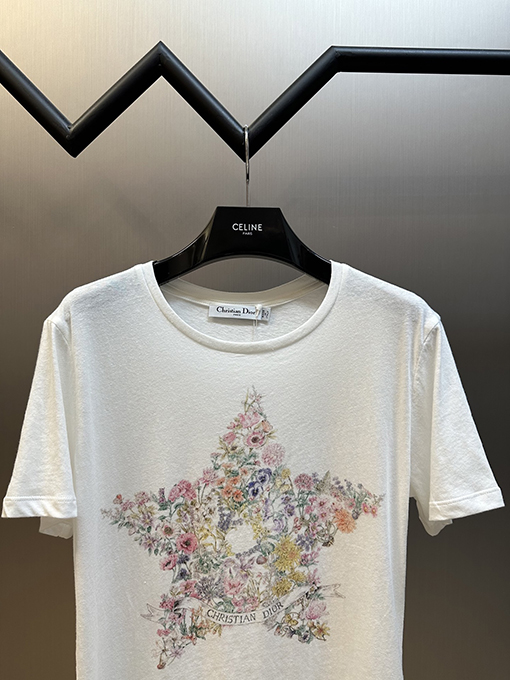 ディオール ファッション五芒星花柄半袖Tシャツ