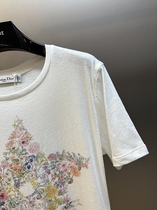 ディオール ファッション五芒星花柄半袖Tシャツ