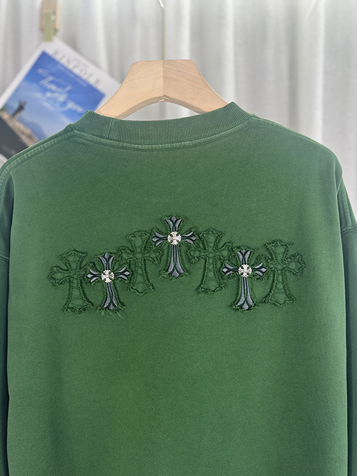 クロムハーツ 新しいウォッシュパッチ刺繍レーザー焼き花3 D立体刺繍カップルカジュアルパーカー