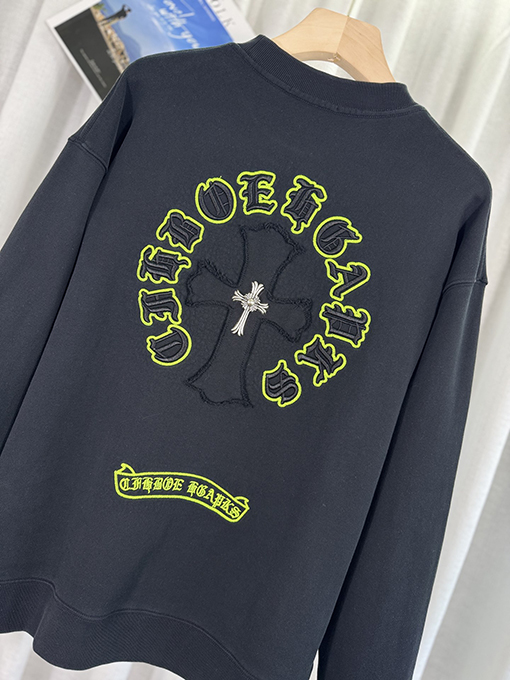 クロムハーツ ステッカー刺繍アメリカンレーザー焼き花3 D立体刺繍カップルパーカー