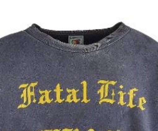 SAINT Michael CRW SWEAT/FATAL LIFE ウォッシュ文字パターンクルーネックプルオーバー420コットンパーカー