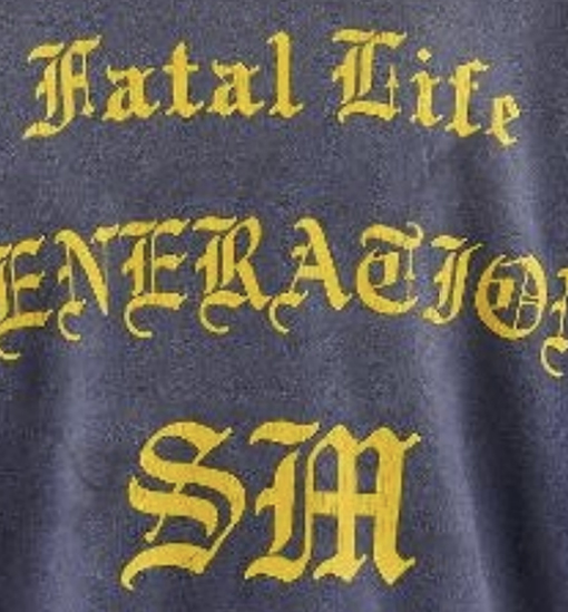 SAINT Michael CRW SWEAT/FATAL LIFE ウォッシュ文字パターンクルーネックプルオーバー420コットンパーカー