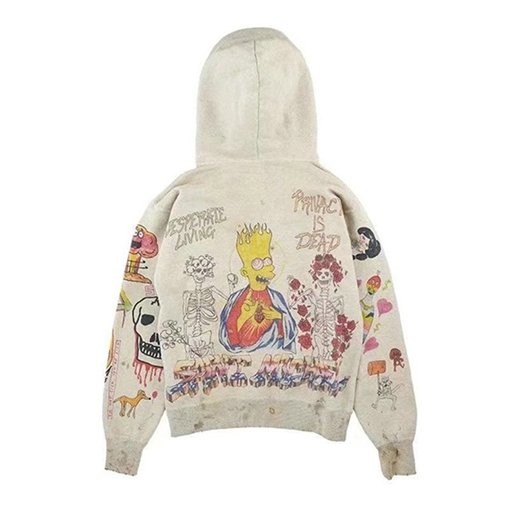 SAINT Michael CRW SWEAT/FATAL LIFE ウォッシュ文字パターンクルーネックプルオーバー420コットンパーカー