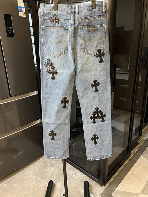 クロムハーツブルーパッチワーククロコダイルグラフィティ限定デニムパンツ