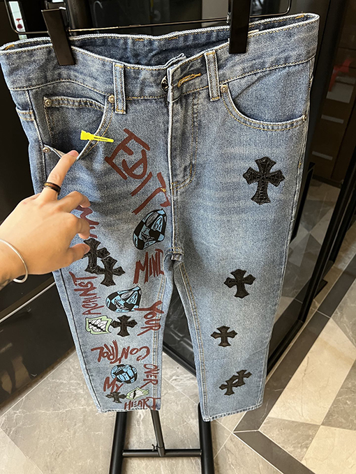 クロムハーツブルーパッチワーククロコダイルグラフィティ限定デニムパンツ