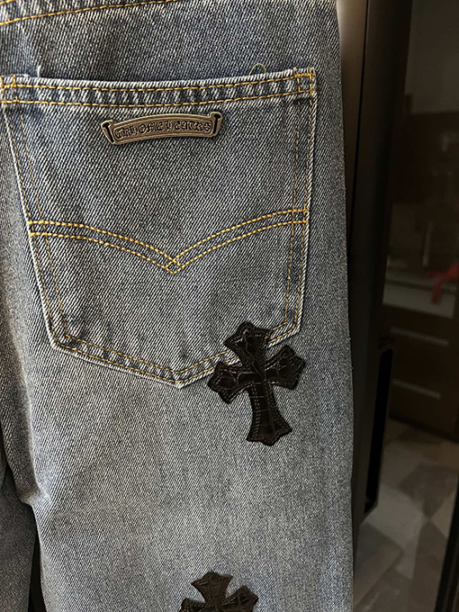 クロムハーツブルーパッチワーククロコダイルグラフィティ限定デニムパンツ
