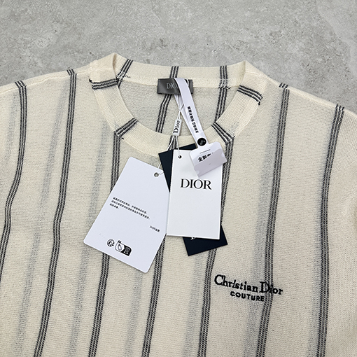ディオールコピー ストライプニット半袖Tシャツ