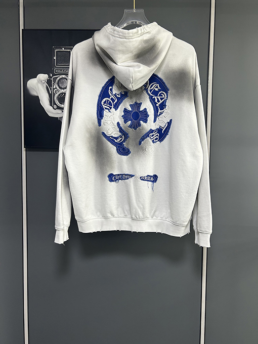 クロムハーツコピー クロスステッカー刺繍レーザー焼き花カップルフード付きパーカー