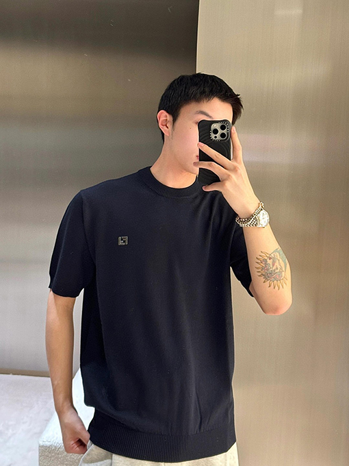 フェンディ FFメタリックロゴウールニット半袖Tシャツ