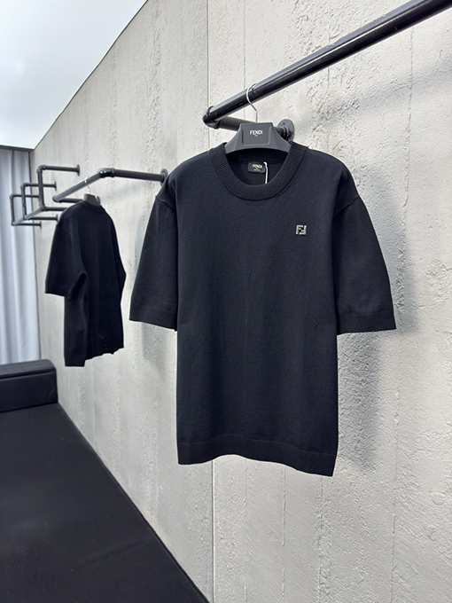 フェンディ FFメタリックロゴウールニット半袖Tシャツ