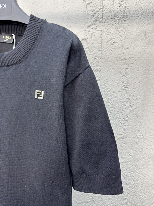 フェンディ FFメタリックロゴウールニット半袖Tシャツ