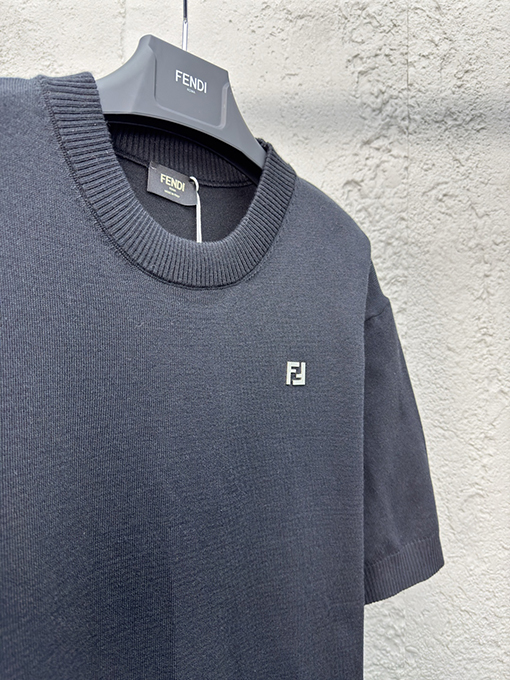フェンディ FFメタリックロゴウールニット半袖Tシャツ