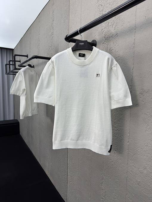 フェンディ FFメタリックロゴウールニット半袖Tシャツ