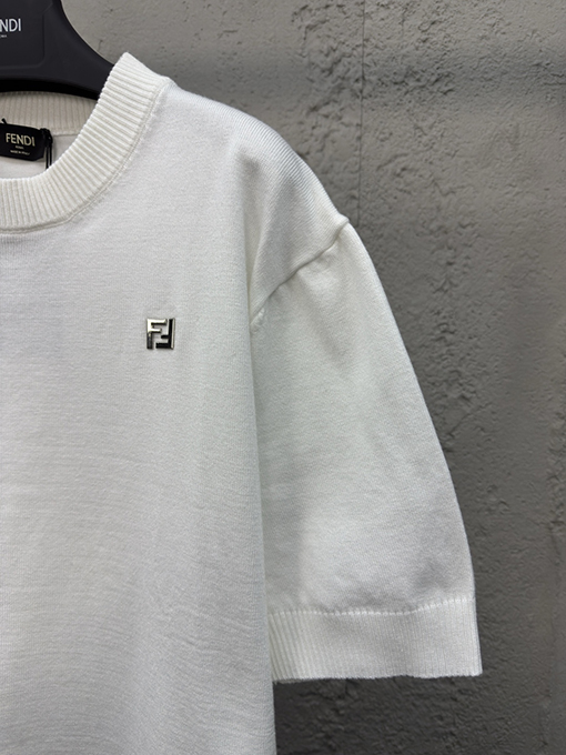 フェンディ FFメタリックロゴウールニット半袖Tシャツ