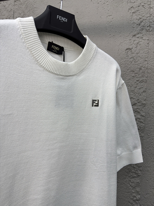 フェンディ FFメタリックロゴウールニット半袖Tシャツ