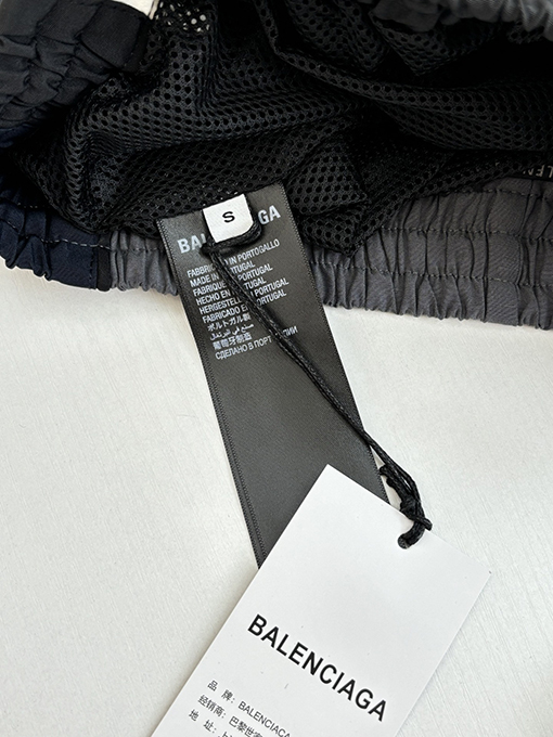 バレンシアガ Balenciag アルファベットロゴ刺繍対照色ステッチナイロンパンツ