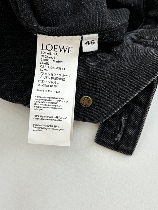 ロエベ 新しいAnagramスケルトンデザインブラックデニムデニムジャケット
