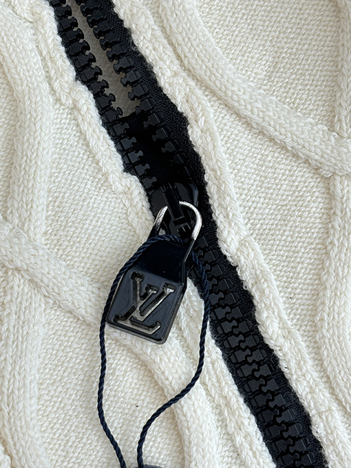 ルイヴィトンコピー 新しいツイストニット襟花刺繍技術ジッパーコート