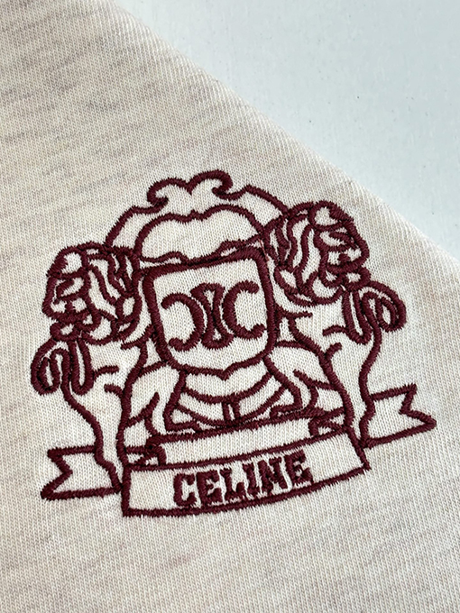 セリーヌスーパーコピー 新しいラウンドネックバッジ刺繍半袖Tシャツ