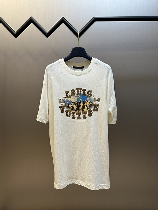 ルイヴィトン スノーフレークコットンメタルダイヤモンド半袖Tシャツ