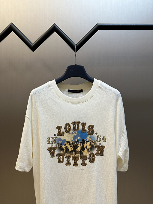 ルイヴィトン スノーフレークコットンメタルダイヤモンド半袖Tシャツ