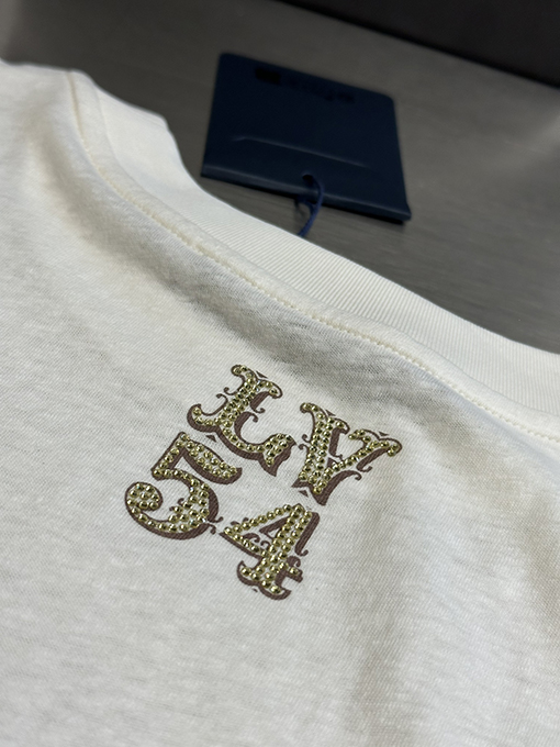 ルイヴィトン スノーフレークコットンメタルダイヤモンド半袖Tシャツ