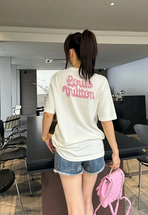 ルイヴィトン ファッション花ロゴ毛織り半袖Tシャツ