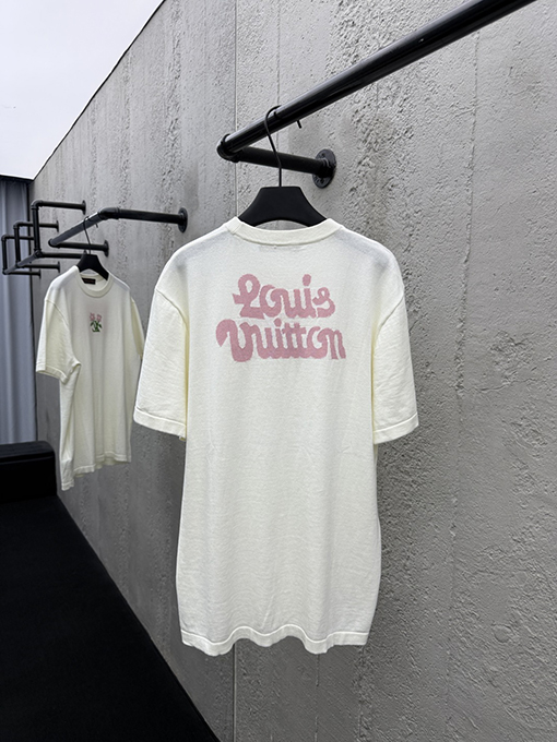 ルイヴィトン ファッション花ロゴ毛織り半袖Tシャツ