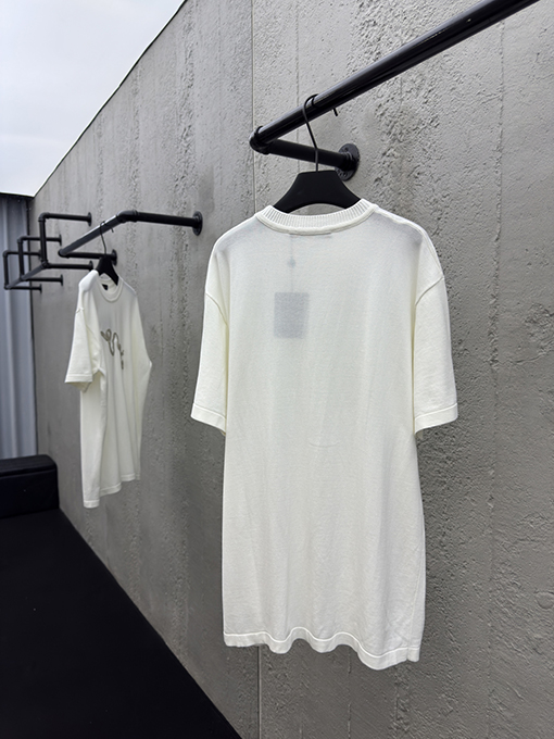 ルイヴィトン リボン刺繍ニット半袖Tシャツ
