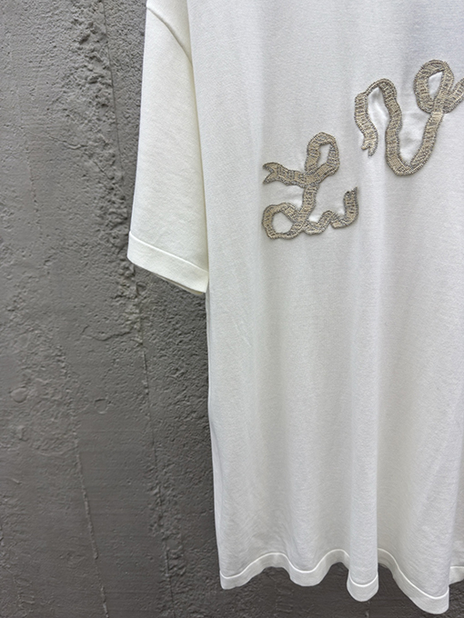 ルイヴィトン リボン刺繍ニット半袖Tシャツ
