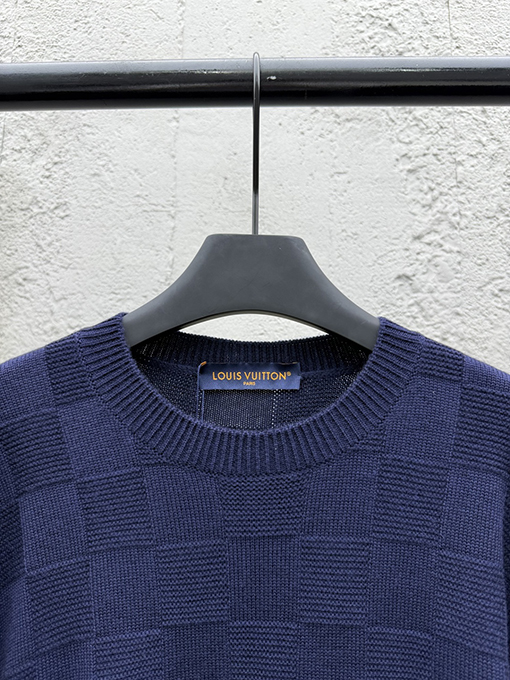 ルイヴィトン ビーズ刺繍のチェック柄プルオーバーセーター