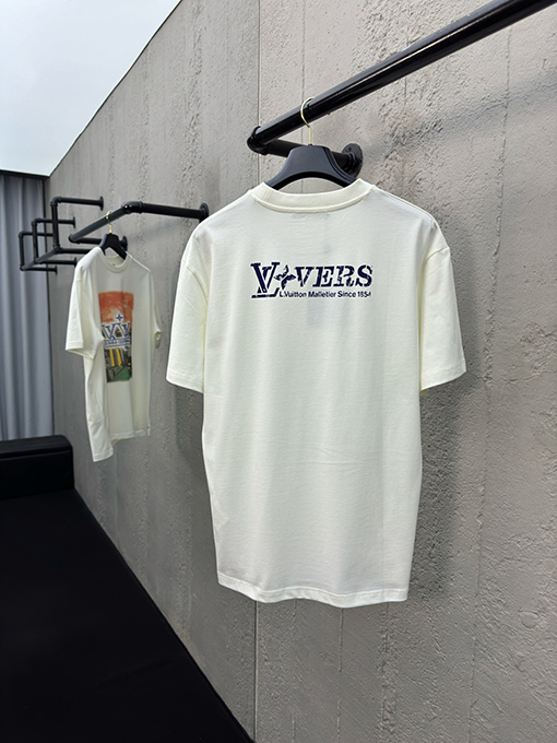 ルイヴィトンスーパーコピー ラインストーンアルファベット柄半袖Tシャツ