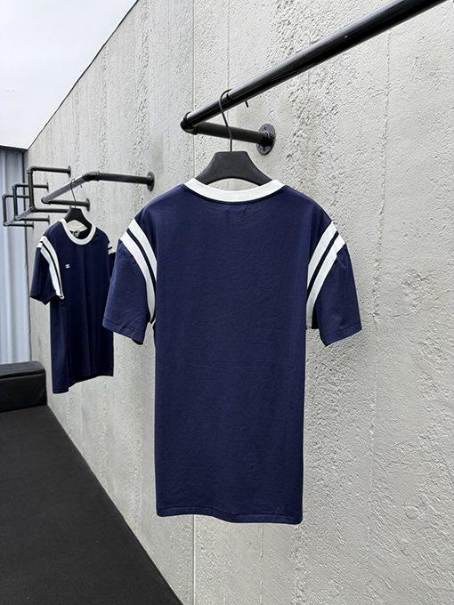 セリーヌ ファッションカラースリーブ刺繍半袖Tシャツ