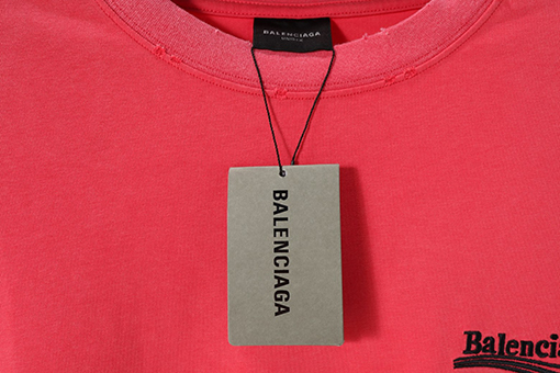 バレンシアガ ファッションブラックラベルコーラ刺繍洗水磨かれた半袖Tシャツ