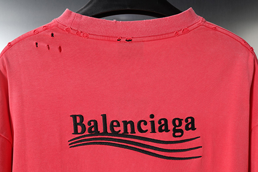 バレンシアガ ファッションブラックラベルコーラ刺繍洗水磨かれた半袖Tシャツ