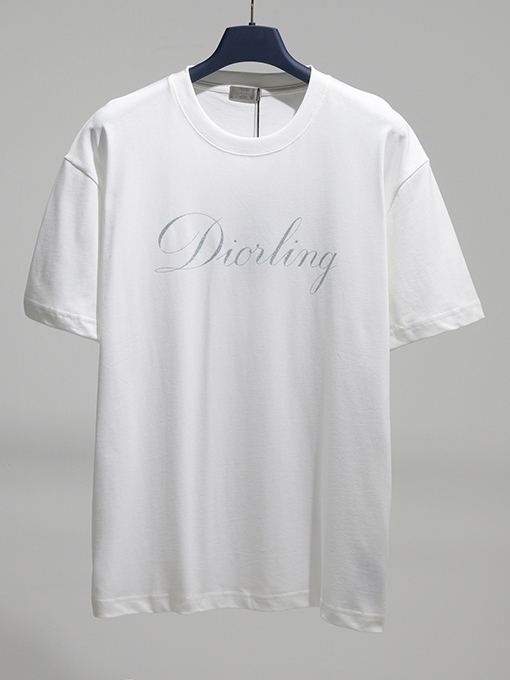 ディオール Diorling スタイリッシュな光沢のあるプリント半袖Tシャツ